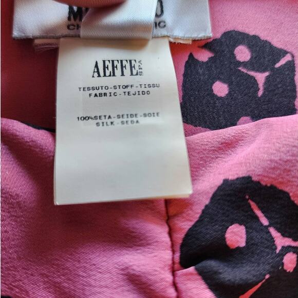 Moschino Pink Silk Dice Print Ruffled Blouse Size 8 - Picture 5 of 7